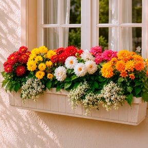 5 Dahlias nains (rouge, rose, blanc, orange, jaune) - Willemse