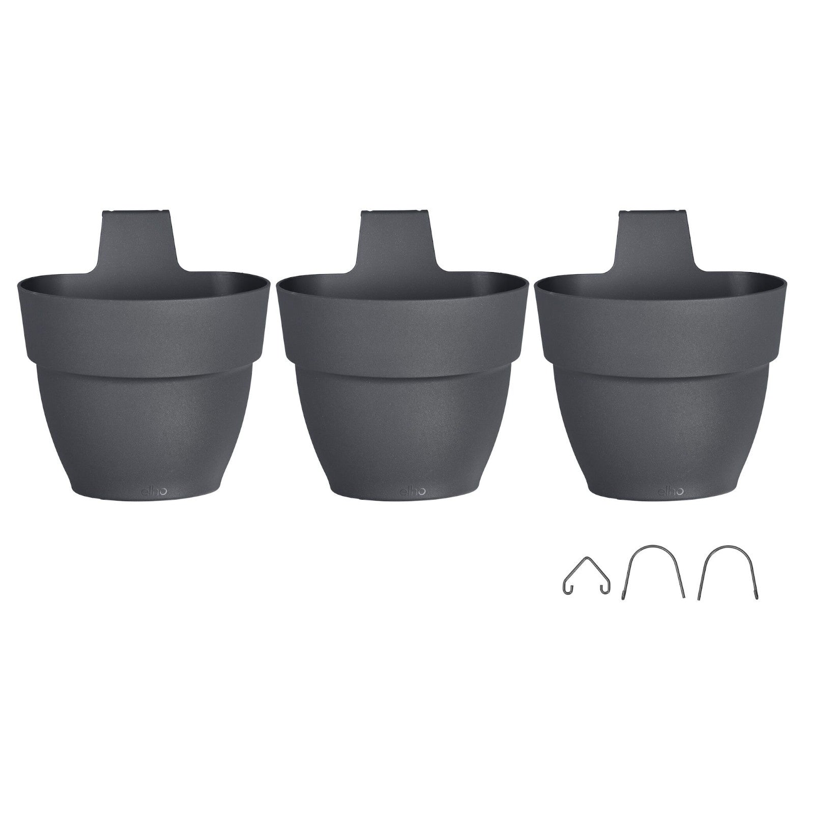 Cache-pots & Pots - 3 Pots de fleurs Vibia campana forêt Anthracite ELHO - 