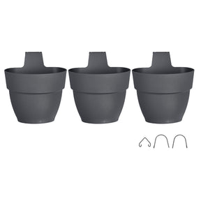 Cache-pots & Pots - 3 Pots de fleurs Vibia campana forêt Anthracite ELHO - 