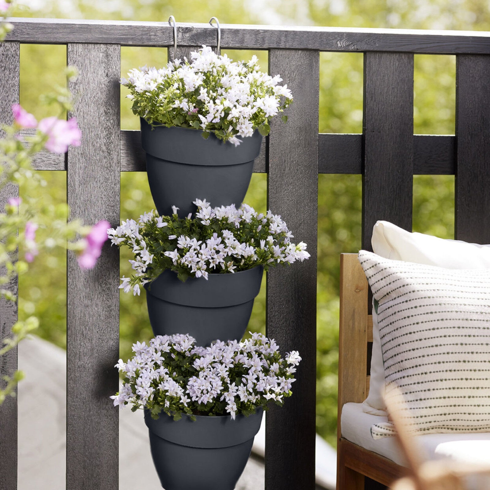 Vente 3 Pots de fleurs Vibia campana forêt Anthracite ELHO