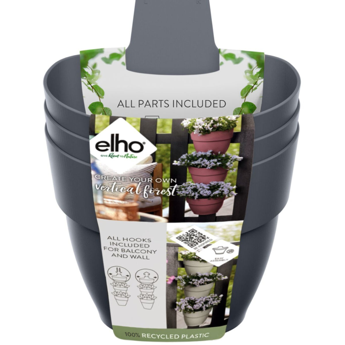 3 Pots de fleurs Vibia campana forêt Anthracite ELHO - Willemse