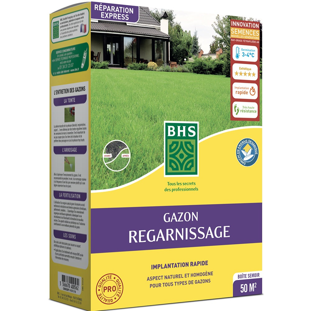 Gazon regarnissage et engrais - 1kg, 50m² BHS - Willemse